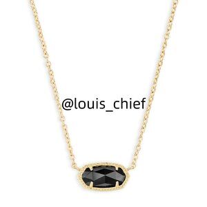 Elisa Gold Pendant Necklace in Black Opaque Glass